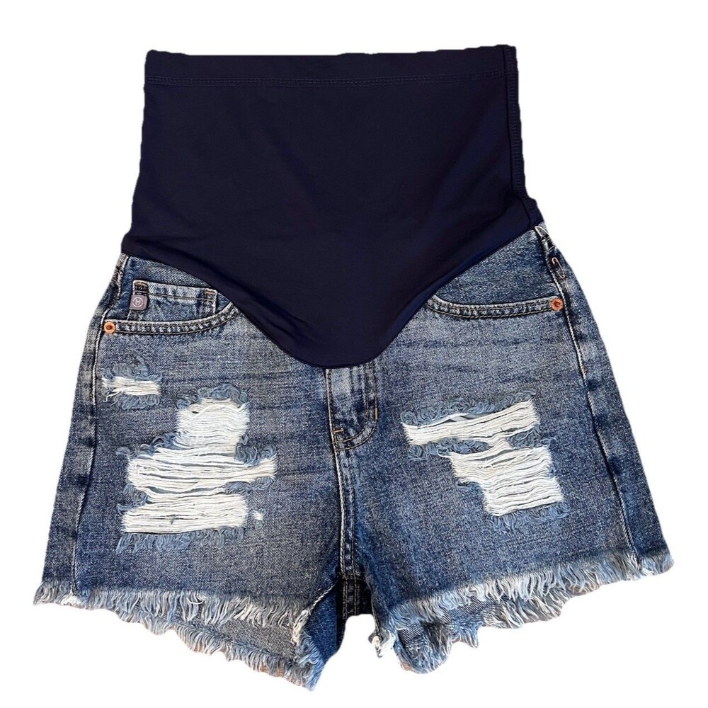 Pinkblush Navy & Distressed Blue Maternity Jean Shorts